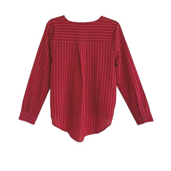 NWT BCBG Max Azria Venetian Red Long Sleeve Wrap Blouse Top Size M - Picture 3 of 5